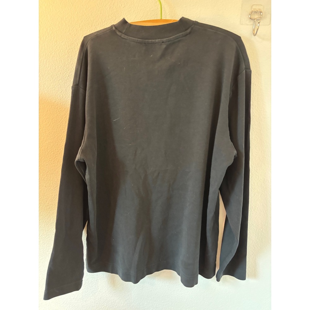 Zara Mens Black Mock Neck Long Sleeve Relaxed Fit Knit Top Large